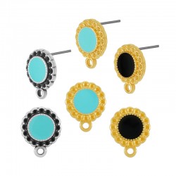 Enameled Zamak Earring Round ~10mm