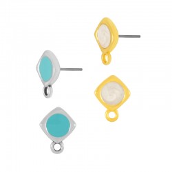 Enameled Zamak Earring Rhombus ~10mm