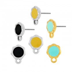 Boucles D'Oreilles Rondes en Zamak Émaillé ~8 mm