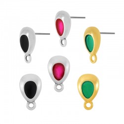 Enameled Zamak Earring Teardrop ~8x10mm