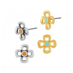 Orecchini in Zama Smaltata a Forma di fiore 11 mm