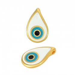 Charm en Zamak Émaillé en Forme de Larme avec œil Maléfique 14 x 23 mm Ø 1.8 mm