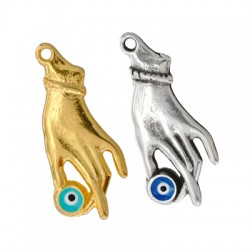 Pendentif en Zamak Émaillé en Forme de main avec œil Maléfique 17 x 34 mm