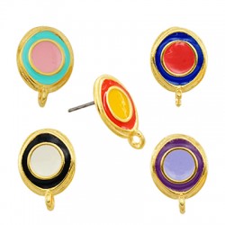 Enameled Zamak Earring Round & Loop 14x15mm