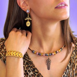 Enameled Zamak Earring Round & Loop 14x15mm