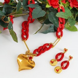 Orecchino in Zama Smaltato Cuore con Chiusura 10mm