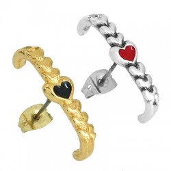 Boucle D'Oreille en Zamak Émaillé en Forme de cœur avec Fermoir de Sécurité 5 x 22 mm