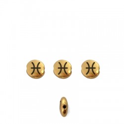 Μεταλλική Ζάμακ Χάντρα Ζώδιο "Ιχθείς" 7.6mm/3.3mm Ø1.1mm