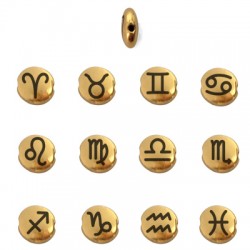 Μεταλλική Ζάμακ Χυτή Χάντρα Ζώδια 7.6mm/3.3mm Ø1.1mm
