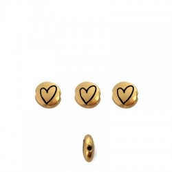 Perle en Zamak cœur rond 7.6 Mm/3.3 mm Ø1.1 mm