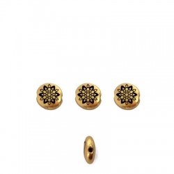 Perle Ronde en Zamak Mandala 7.6 Mm/3.3 mm Ø1.1 mm