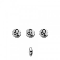Zamak Bead Zodiac Sign "Leo" 7.6mm/3.3mm Ø1.1mm