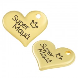 Pendentif en Zamak « Super MAMA » 18 x 15 mm