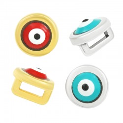 Enameled Zamak Slider Round Evil Eye 9mm Ø5x2mm