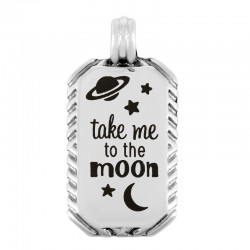 Étiquette Porte-Bonheur en Zamak « take me to the moon » avec Étoiles 15 x 25 mm
