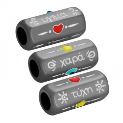 Tube Porte-Bonheur en Laiton Émaillé Hexagonal avec Souhaits 8 x 19 mm Ø 5 mm
