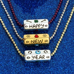 Tube Hexagonal en Laiton Émaillé « New Year » 8 x 19 mm Ø 5 mm