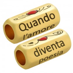 Enameled Brass Tube Hexagon "amore" 8x19mm Ø5mm