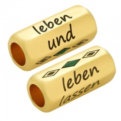 Enameled Brass Tube Hexagon "leben lassen" 8x19mm Ø5mm