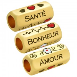Tubo de Metal Latón "AMOUR" Corazón Esmaltado 8x19mm (Ø5mm)