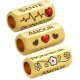 Enameled Brass Tube Hexagon "AMOUR" with Heart 8x19mm Ø5mm