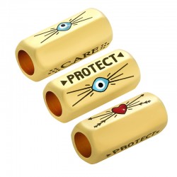 Tube Hexagonal en Laiton Émaillé « CARE » avec cœur 8 x 19 mm Ø 5 mm