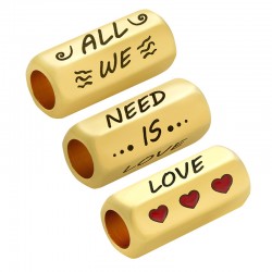 Tube Hexagonal en Laiton Émaillé « LOVE » avec cœur 8 x 19 mm Ø 5 mm