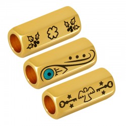 Tubo Hexagonal de Latón Esmaltado con ojo Malvado y Ángel 8 x 19 mm Ø 5 mm