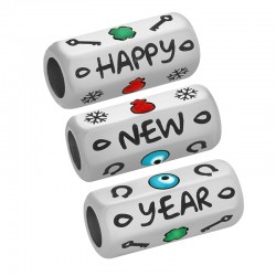 Tubo Metal Latón Hexágono "New Year" Esmaltado 8x19mm (Ø5mm)