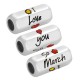 Enameled Brass Tube Hexagon "love so March" 8x19mm Ø5mm