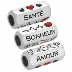 Tube Hexagonal en Laiton Émaillé « Amour » avec cœur 8 x 19 mm Ø 5 mm