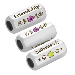 Tube Hexagonal en Laiton Émaillé « Always » avec Fleur 8 x 19 mm Ø 5 mm