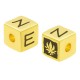 Brass Bead Cube "ZEN" with Flower Lotus 8mm Ø3mm