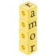 Brass Bead Cube "amor" 8mm Ø3mm