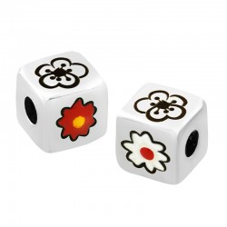 Enameled Brass Bead Cube Flowers 8mm Ø3mm