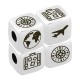 Perle cube en laiton avec dessins de voyage 8mm (Ø3mm)