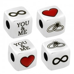Cubo de Latón Esmaltado con Corazón Eternidad 8 mm Ø3 mm
