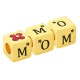 Μεταλλική Xάντρα Κύβος "MOM" Λουλούδι & Σμάλτο 10mm Ø5.2mm