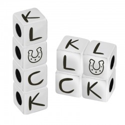 Cuenta de Metal Latón Cubo "LUCK" y Herradura 10mm (Ø5.2mm)