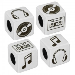 Brass Bead Cube with Music Designs 10mm Ø5.2mm