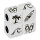 Brass Bead Cube with Summer Designs 10mm Ø5.2mm