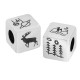 Brass Bead Cube with Planet Tree Deer Mountain 10mm Ø5.2mm