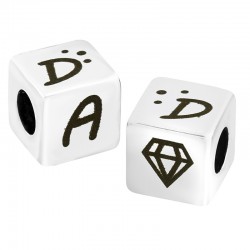 Brass Bead Cube "DAD" 10mm Ø5.2mm