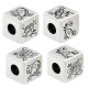 Brass Bead Cube with Flower Rose 10mm Ø5.2mm