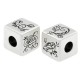 Perle Cubique en Laiton avec Fleur rose 10 mm Ø5.2 mm