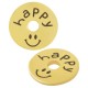 Brass Spacer Round "happy" with Smile 15mm/1.6mm Ø3.7mm