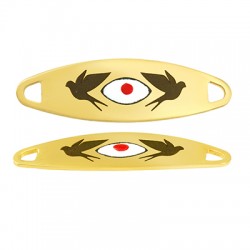 Enameled Stainless Steel 304 Tag Swallow with Evil Eye 9x30mm