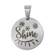 Stainless Steel 304 Charm Round “Shine” 15mm/1.5mm