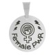 Ciondolo Rotondo in Acciaio Inossidabile 304 "Female Power" 15 mm Ø1,2 mm