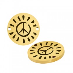 Stainless Steel 304 Connector Round Peace Sign 15mm/1.5mm